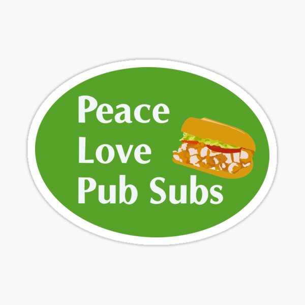 Vista previa del artículo con la obra «Peace Love Pub Sub - con sándwich», diseñado y vendido por NeonCrabStudio.