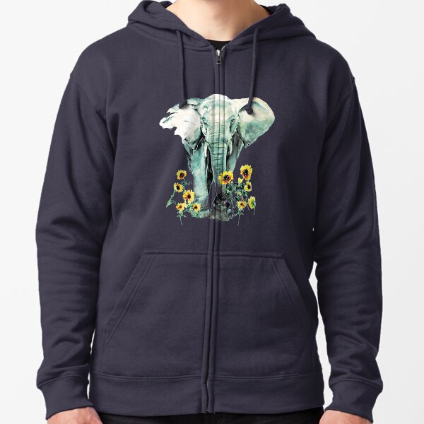 Wild - Elefant mit Sonnenblumen Kapuzenjacke