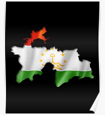Tajikistan Flag Country Shape - Gift For Tajikistani From Tajikistan Poster