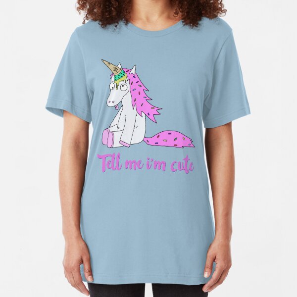 Ice Cream Unicorn - Tell me I’m Cute Slim Fit T-Shirt