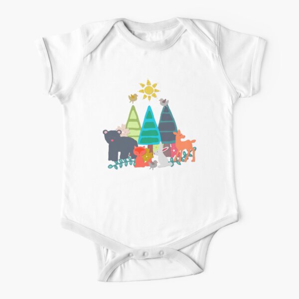 summer woodland Short Sleeve Baby One-Piece