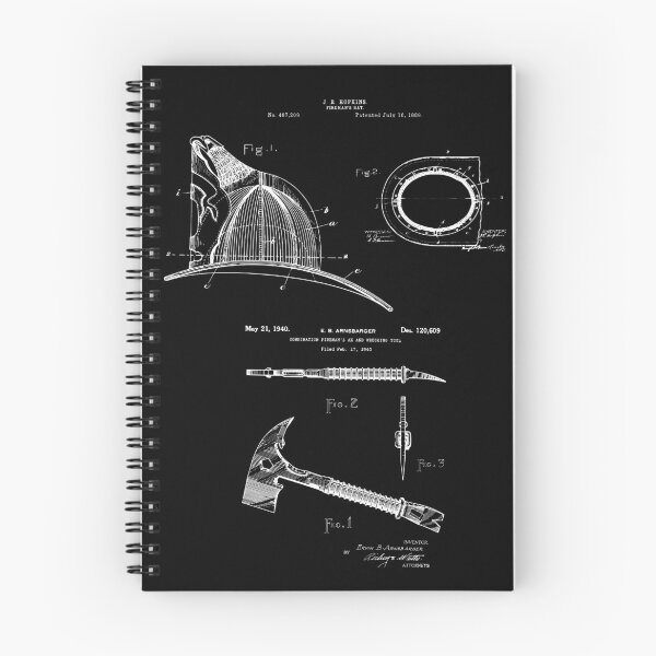 Item preview, Firefighter Gift - Helmet and Axe Patent Blueprints designed and sold by MadebyDesign.