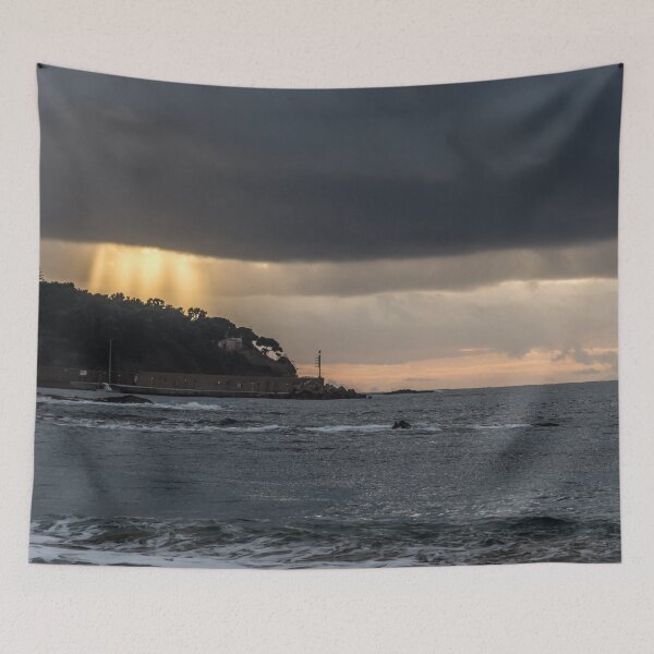 Item preview, Rays of Light in the Sky Sunset on the Southern Italian Mediterranean Coast designed and sold by Jon Shore.