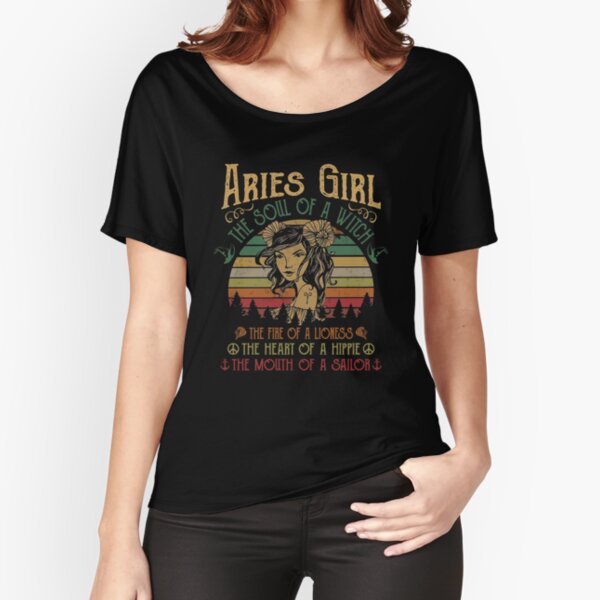 Aries Girl Soul Of A Witch Mouth Of A Sailor Vintage Shirt Relaxed Fit T-Shirt