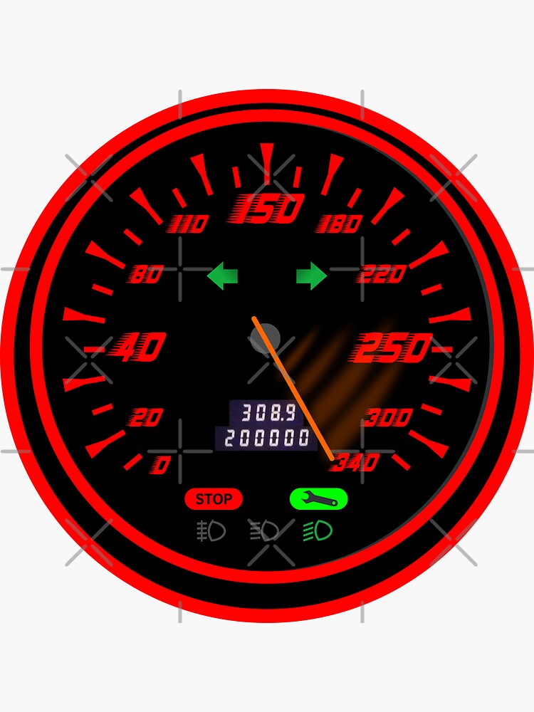 "Sports Speedometer Gauge red " Sticker for Sale by Space95tees Redbubble