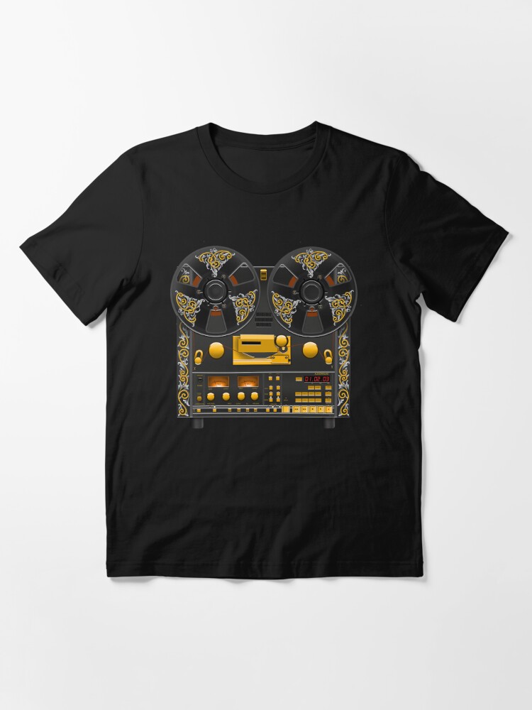 Reel to Reel Tape Deck Recorder with Vintage Scrolls  Essential T-Shirt  for Sale by javaneka