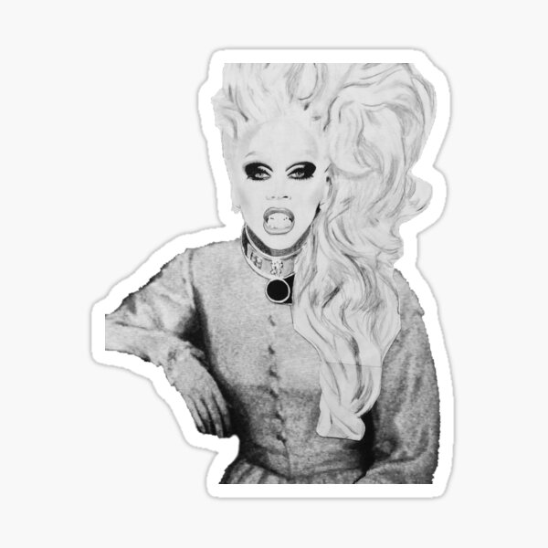 RUPAUL - Porträt aus Graphit / Mischtechnik Sticker
