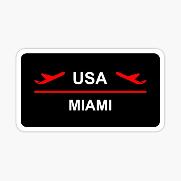 Miami USA Airport Plane Dark Color Sticker