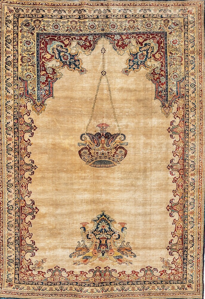 "Tabriz Antique North West Persian Silk Prayer Rug" by Vicky Brago
