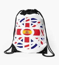 British Spanish Multinational Patriot Flag Series Drawstring Bag