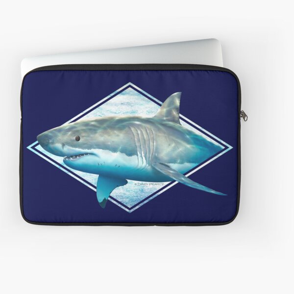 Great white shark distressed design Laptop Sleeve