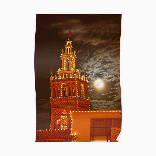 "Full Moon and Giralda Tower, Kansas City, Missouri Poster