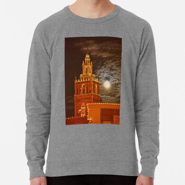 "Full Moon and Giralda Tower, Kansas City, Missouri Lightweight Sweatshirt