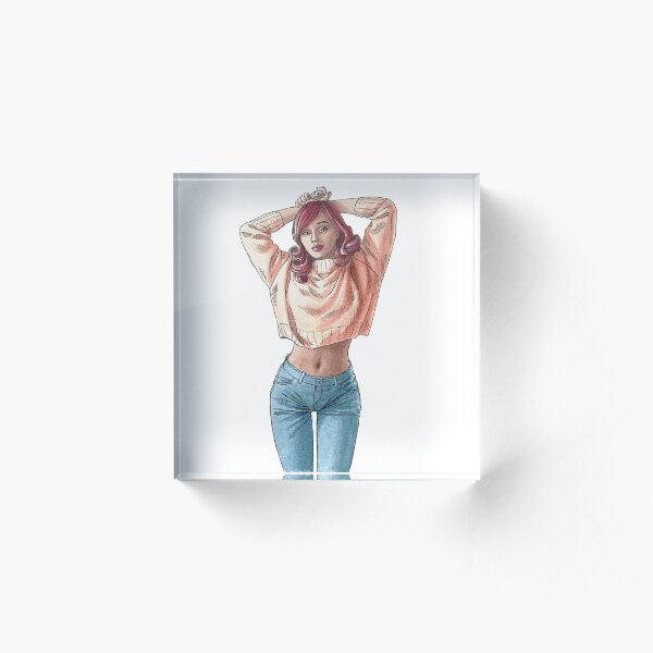 Chica sexy con jeans Bloque acrílico