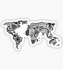 Map of the World Zentangle Sticker