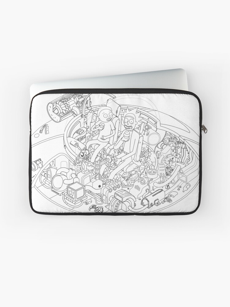 Rick And Morty Cut Away Black And White Laptop Sleeve By