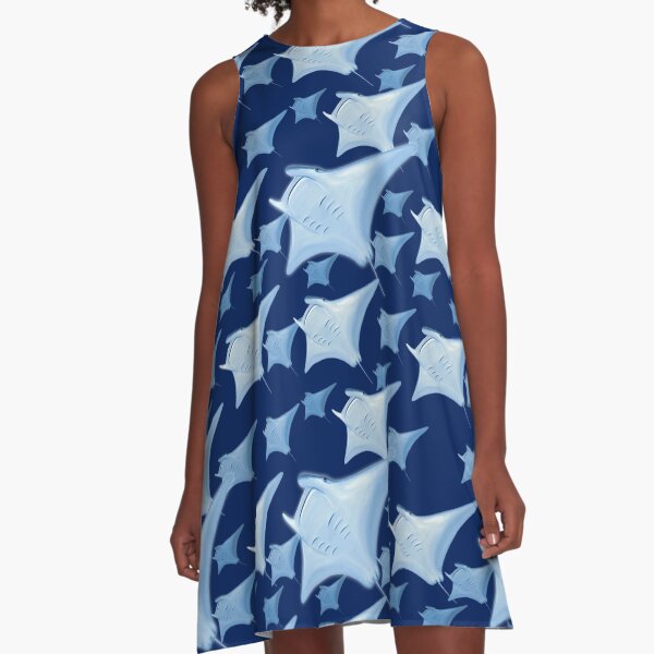 Stingray Manta Ray Pattern A-Line Dress