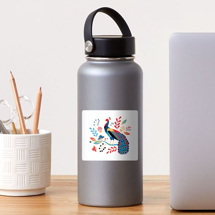Folk Peacock Bright Sticker