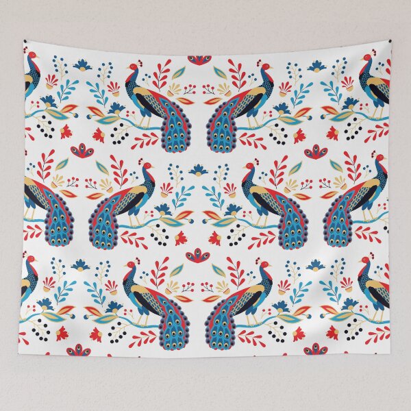 Item preview, Folk Peacock Bright designed and sold by nadyanadya.