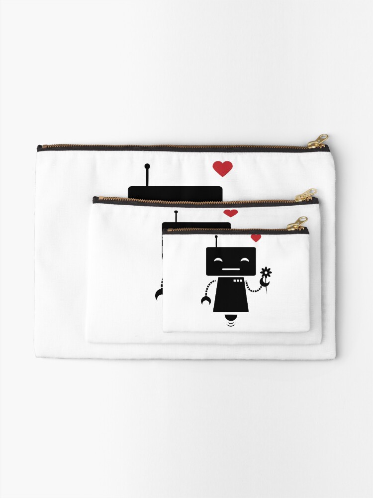 Alternate view of Robot With Flower Zipper Pouch