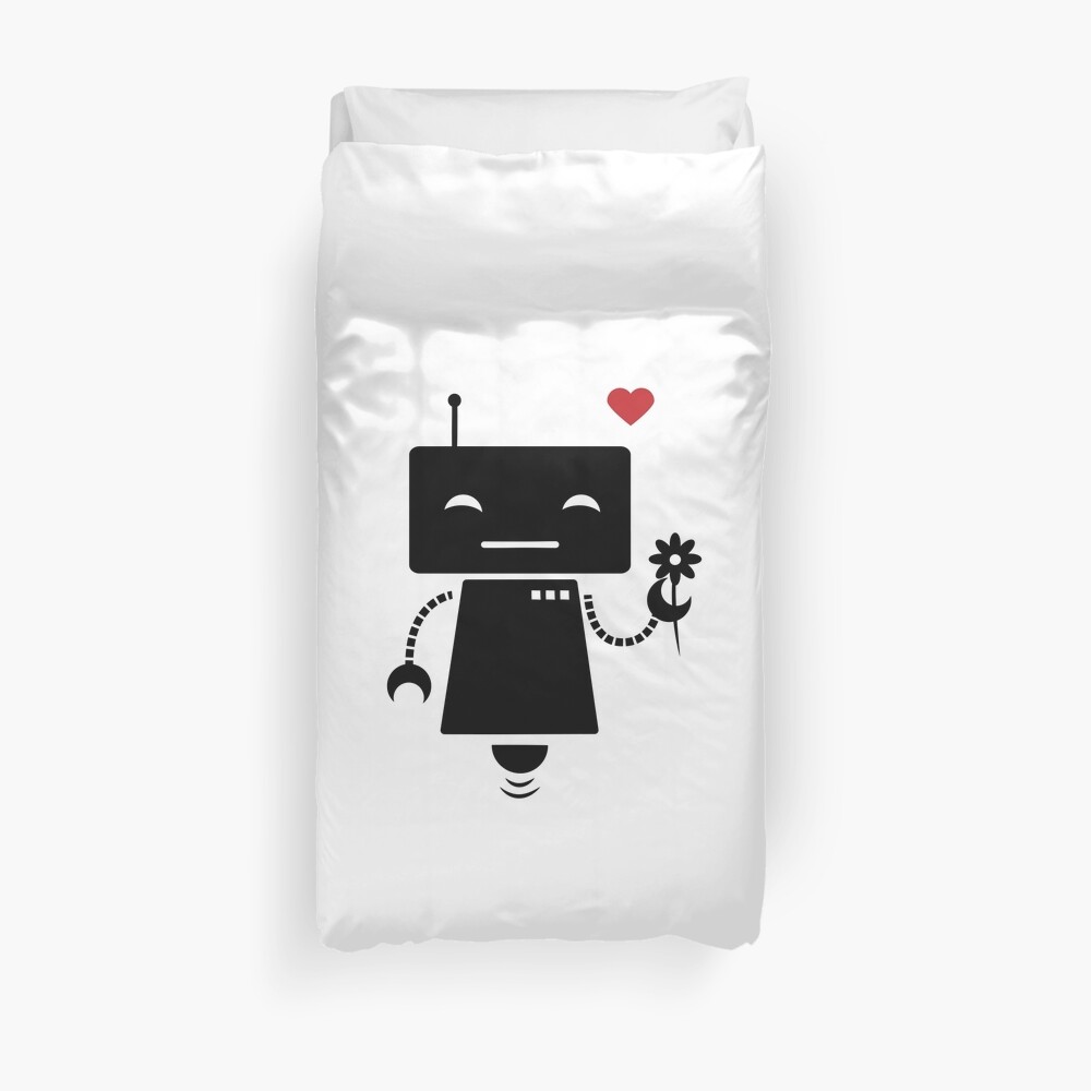 Robot With Flower Duvet Cover