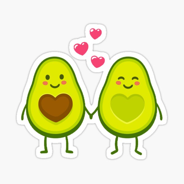 Dessin animé anime amour végétalien avocat Sticker
