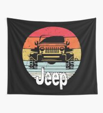 Vintage Jeeps Retro Distressed Wall Tapestry