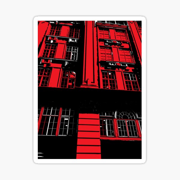 Posterized Red London Building Sticker