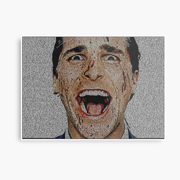 Text Portrait of Patrick Bateman with full script of American Psycho. Metal Print