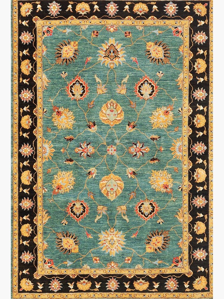 Oushak Antique Gold Teal Turkish Rug Print