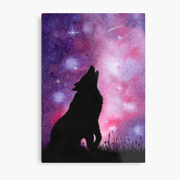 Howling Wolf Galaxy Night Sky Watercolor Howling Wolf Galaxy Night Sky Watercolor