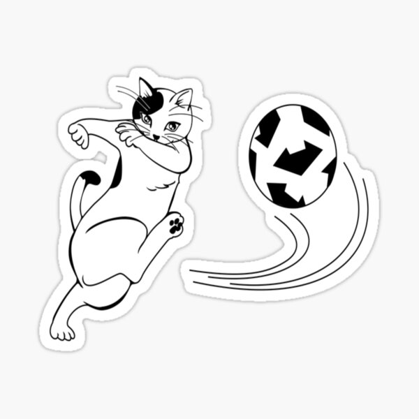 Cat playing football Sticker for Sale by AnimalArtPhotos