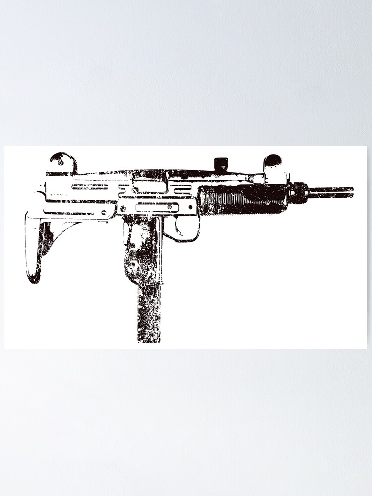 Uzi 9mm Maschinenpistole Maschinenpistole Distressed Design Poster Von Battlefield Redbubble