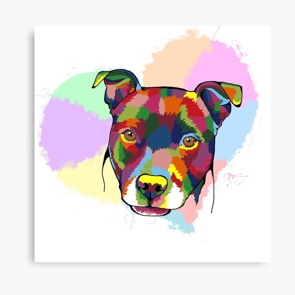 Staffordshire Bull Terrier colourful abstract framed wall art Square canvas 