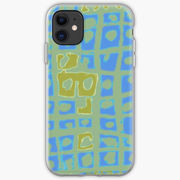 Modern Blue and Green Square Print iPhone Soft Case