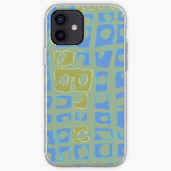 Modern Blue and Green Square Print iPhone Soft Case