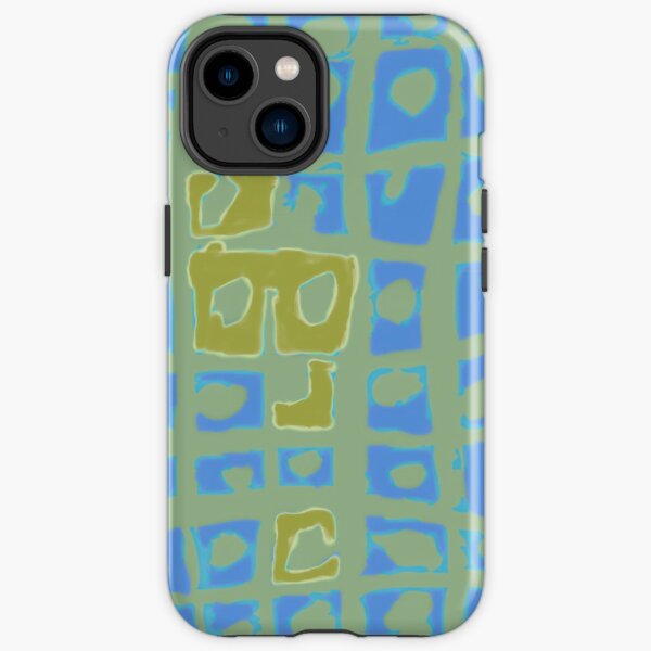 Modern Blue and Green Square Print iPhone Tough Case