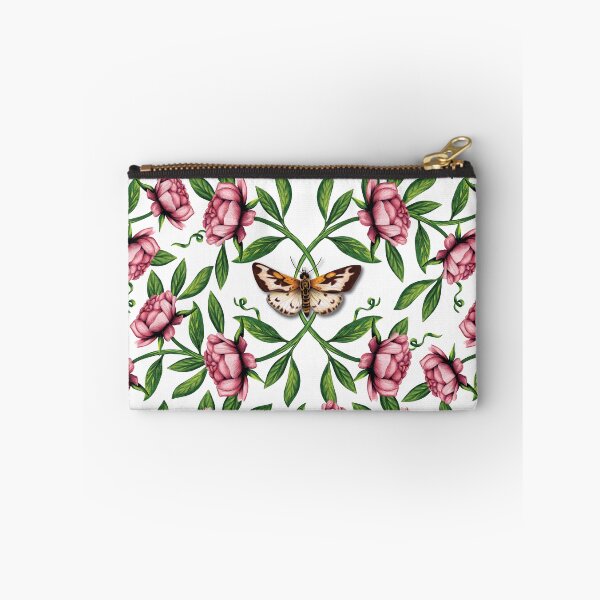 Item preview, Pink Peonies and Moths Insect Pattern designed and sold by somecallmebeth.