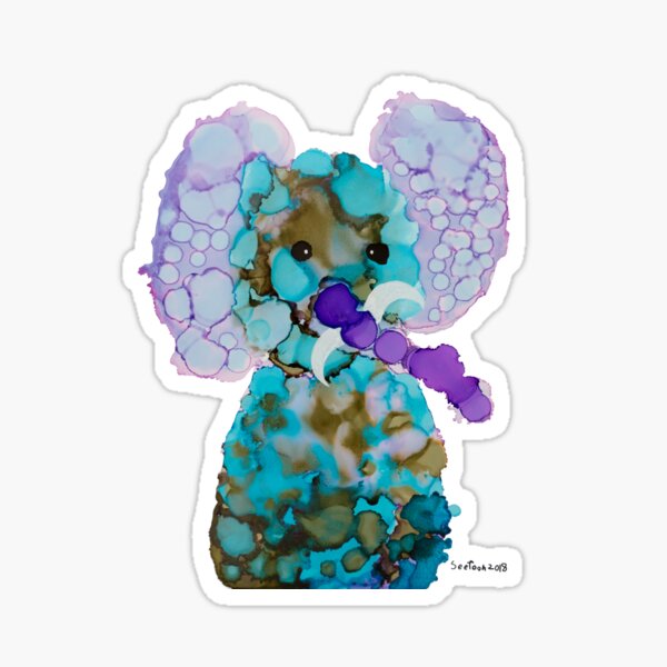 Turquoise purple elephant spirit abstract art  Sticker