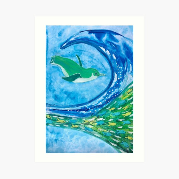 Blue Penguin Wall Art Redbubble - kimba swiming the ocean roblox