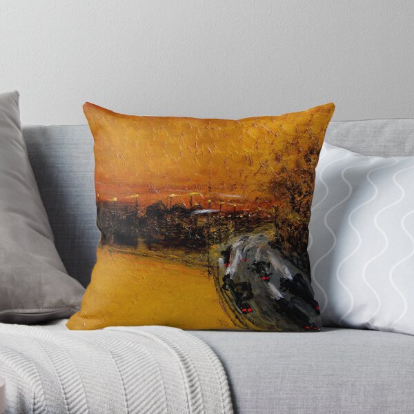 golden sky and freeway Throw Pillow