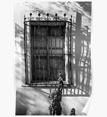 San Xavier Window and Shadows 2 BW Poster