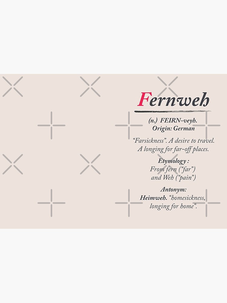 Fernweh, dictionary definition, word meaning illustration, etymology,  desire to travel, farsickness Leggings by Stefanoreves