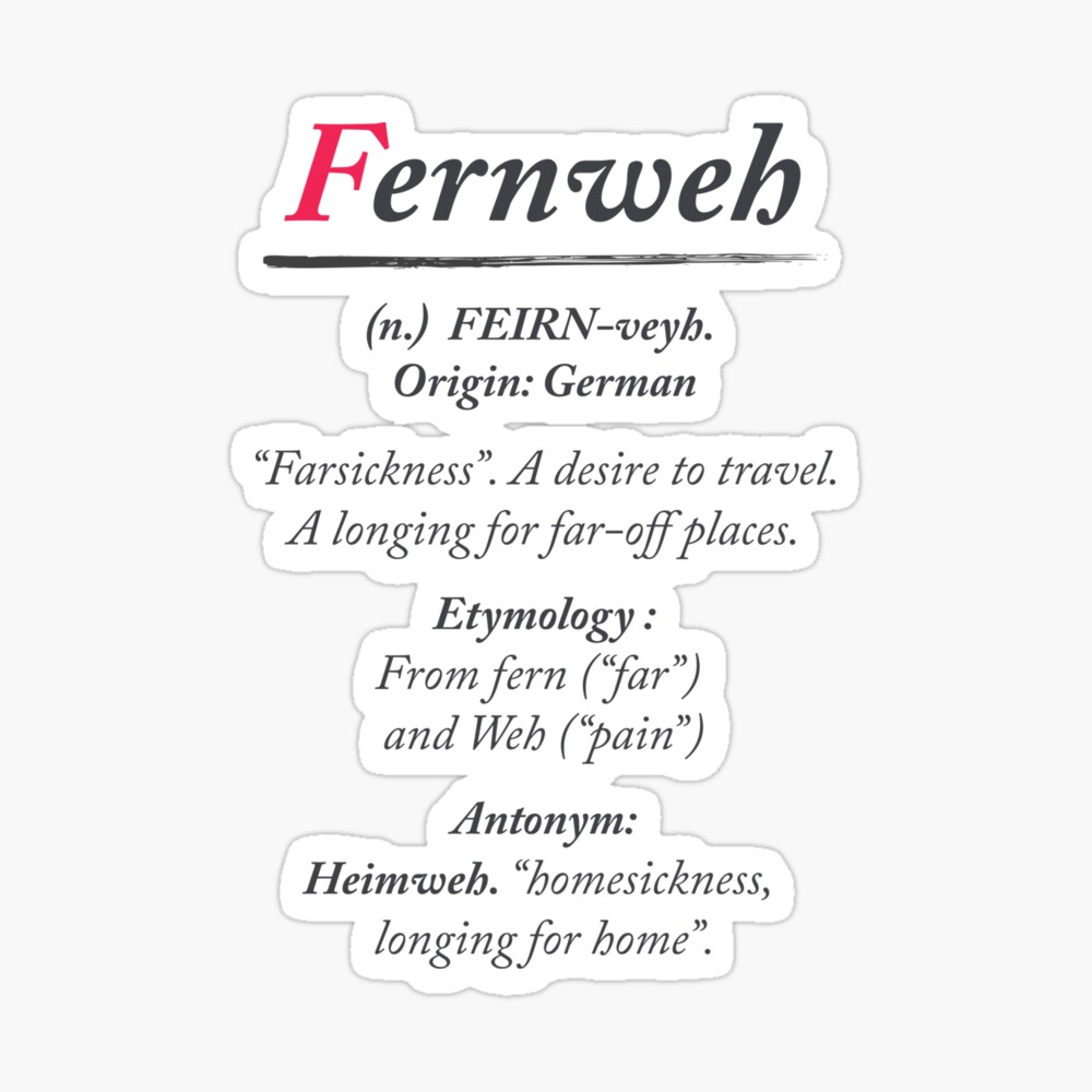 Fernweh, dictionary definition, word meaning illustration, etymology,  desire to travel, farsickness Leggings by Stefanoreves