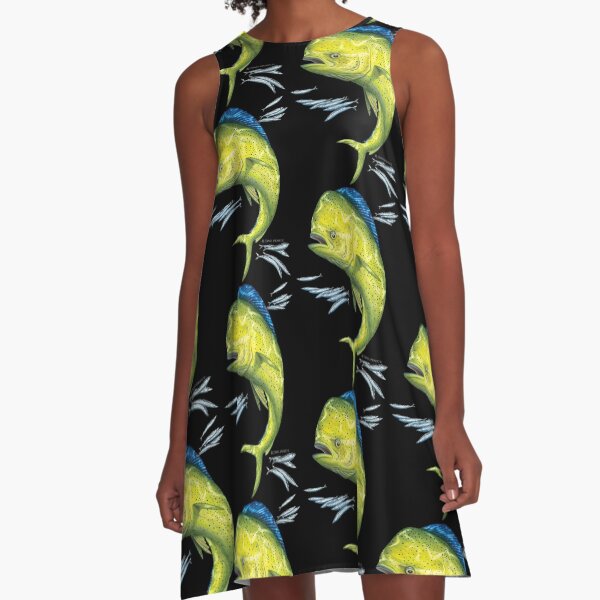 Mahi Mahi and baitfish A-Line Dress