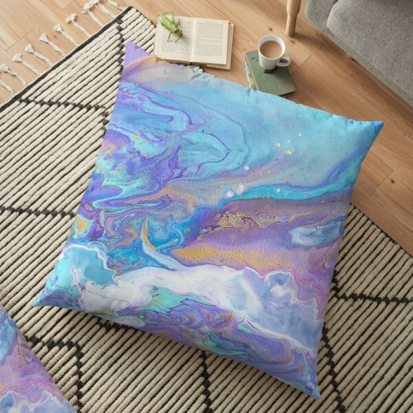 Inky Blue Abstract Art Floor Pillow