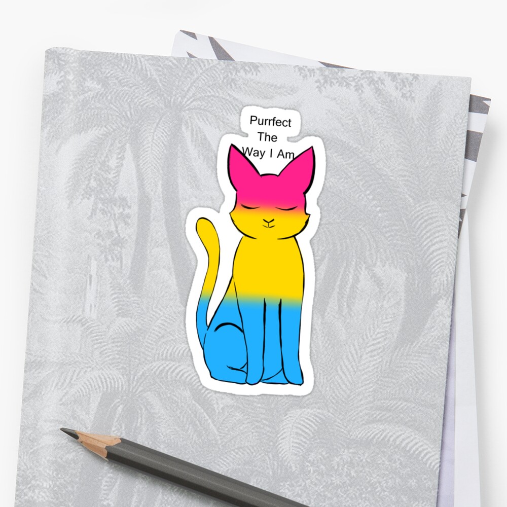 "Pansexual Flag Kitty" Stickers by Tomigiru | Redbubble