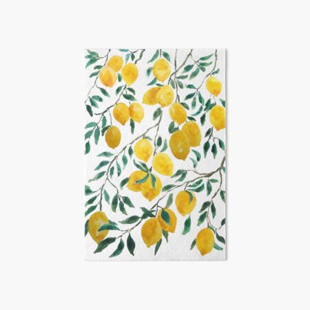 watercolor yellow lemon pattern Art Board Print