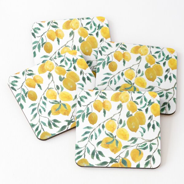 Item preview, hand painted watercolor yellow lemon pattern  designed and sold by ColorandColor.