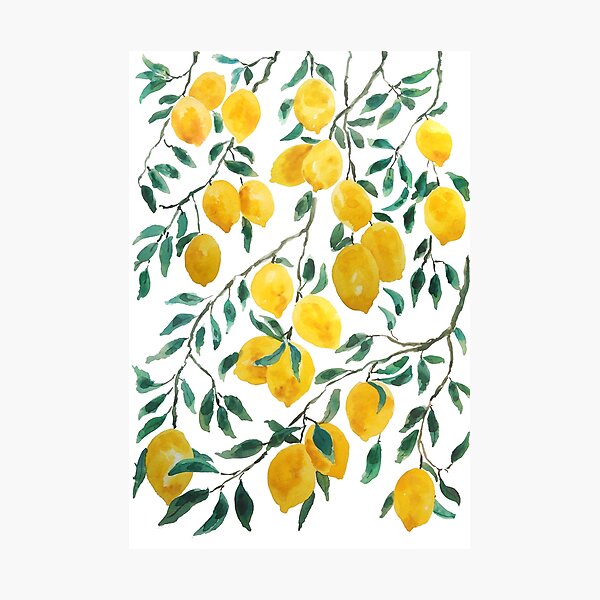 Item preview, hand painted watercolor yellow lemon pattern  designed and sold by ColorandColor.
